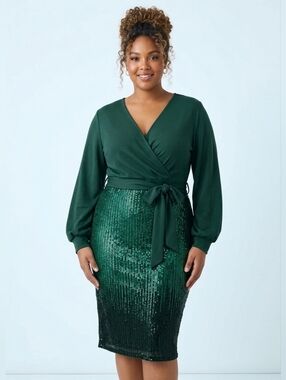 Grace Karin Emerald Green Sequin Midi Dress